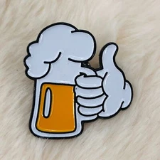 Thumbs Up Beer Glass Cheers Emoji Enamel Lapel Pin