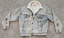 VINTAGE Levis Jacket Light Wash San Francisco Sherpa Lined Denim Made In USA Lg