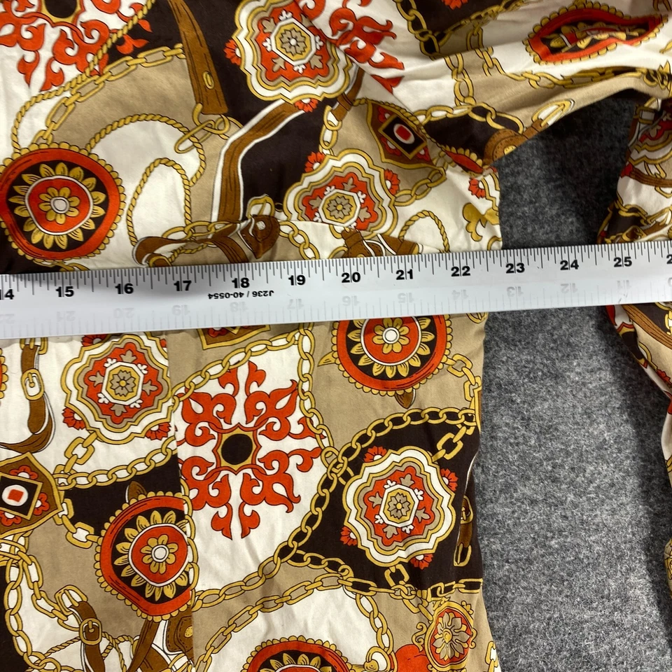 Liz & Co. Рубашка женская XL бежевая с геометрическим узором на пуговицах с воротником с длинным рукавом эластичная - Изображение 4 из 4