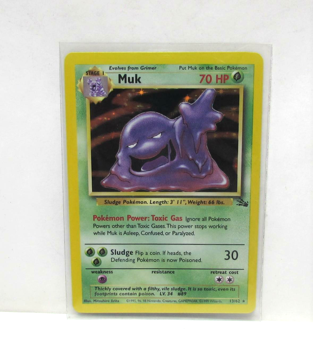 holographic muk pokemon card Muk 13/62 Fossil Set Holo POKEMON Card NM 1999