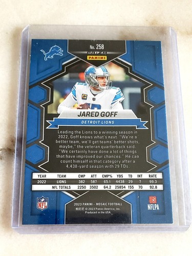 Prizm Jared Goff 2023 Mosiac Panini Lions Detroit 258 National Pride Football - Picture 4 of 4