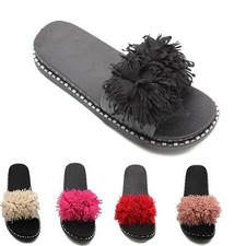 Womens Slip On Flower Mules Sliders Summer Sandals Ladies Shoes Slippers Sizes