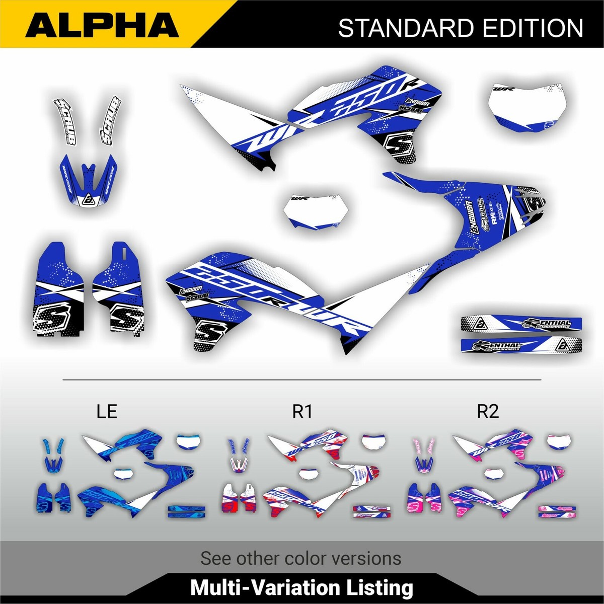 KETABAO 17-Inch Aqua Blue Supermoto Wheel Rim Sticker Decals Kit For Yamaha WR250 & Other Models