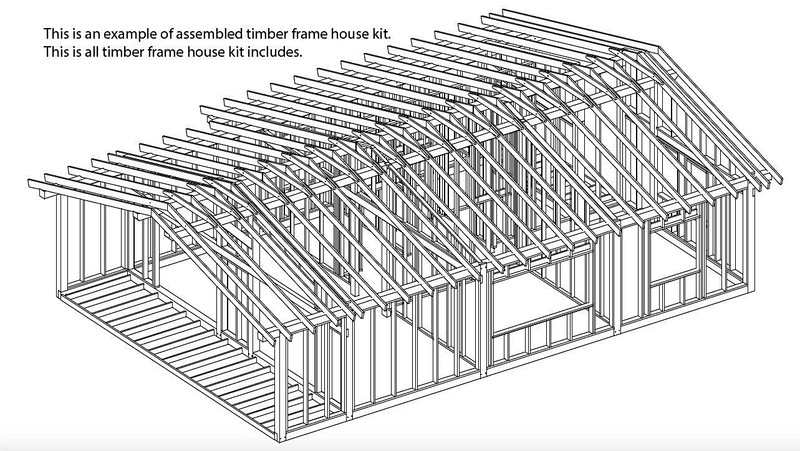 1409 sq.ft PREFAB TIMBER FRAME KIT ENGINEERED WOOD HOUSE DIY BUILDING CABIN HOME - thumbnail 9
