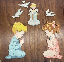 Dolly Toy Co Pressed Board Nursery Wall Art Evening Prayers Vintage 1960s