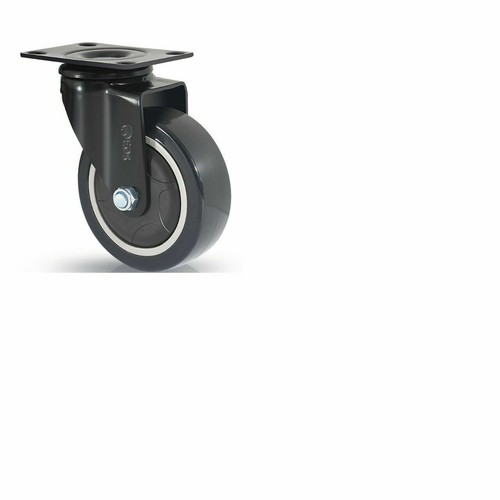 EOS Black Heavy Duty Castor Wheels 600KG 100mm Rubber Swivel Furniture Trolley - Picture 4 of 35