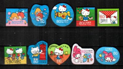 JAPAN Scott's 3557a-j ( 10v ) Hello Kitty, My Melody F/VF Used