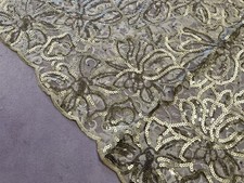 Gold Rhinestone sequins Embroidered Lace fabric 50 Width 1 Yard