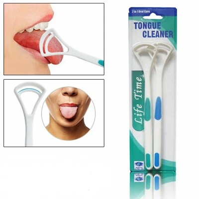 NASHNAL Tongue Cleaner Plastic Scraper Oral Hygiene Dental Care Mouth Tool Pack of 2