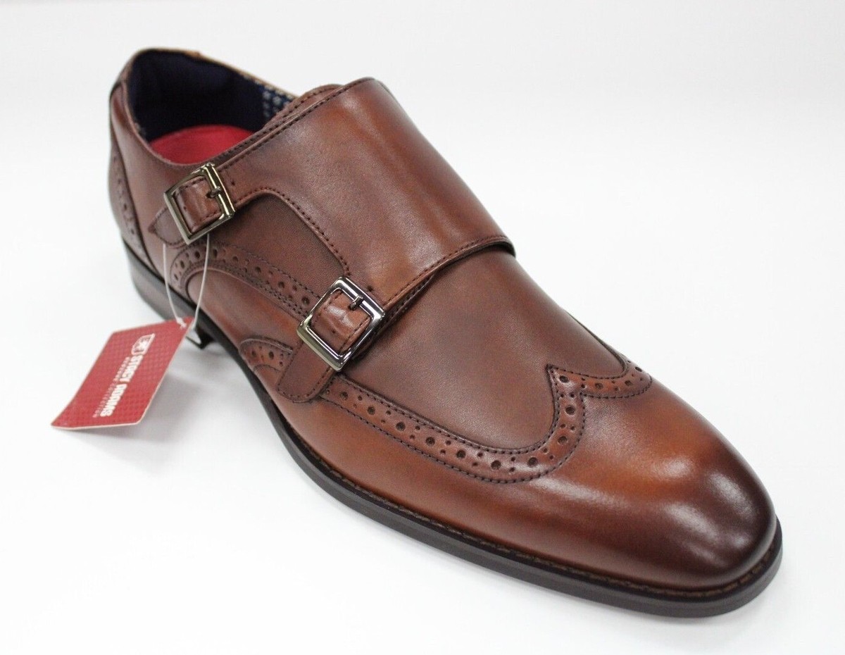 Stacy Adams Shoes Karson Wingtip Double Monk Strap Cognac Size 13