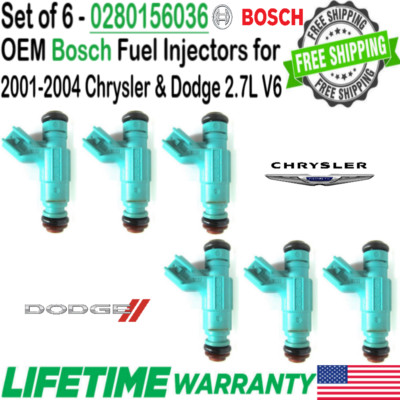 OEM Bosch 6 Pack Fuel Injectors For 2001, 02, 03, 2004 Chrysler Concorde 2.7L V6