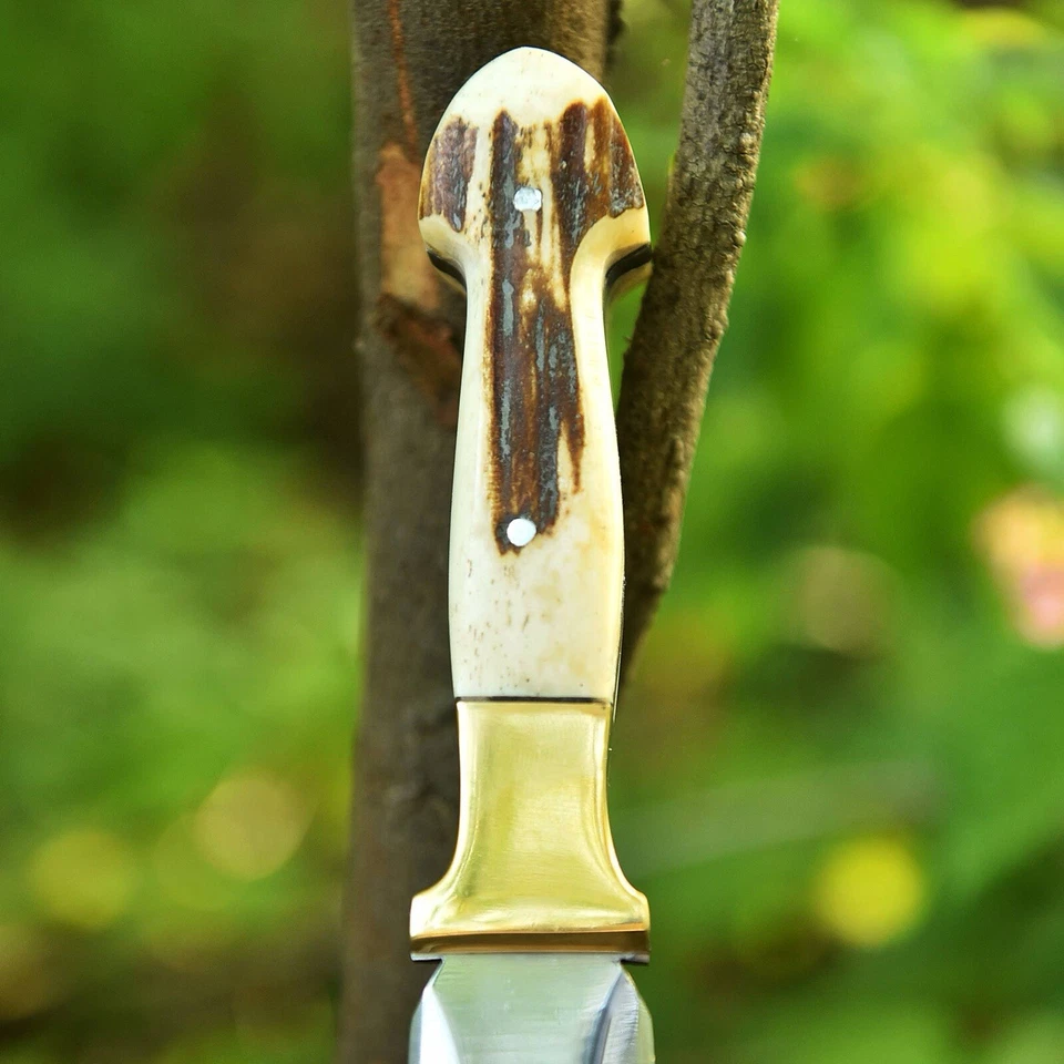 Cuchillo de daga vintage V-42 de doble filo de las fuerzas especiales británicas de la Segunda Guerra Mundial mango de ciervo Foto 2 de 4