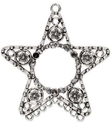 Focal, Star, 1 Ant Silver Plated 68x66mm Celestial Star Connectors with 10 Loops