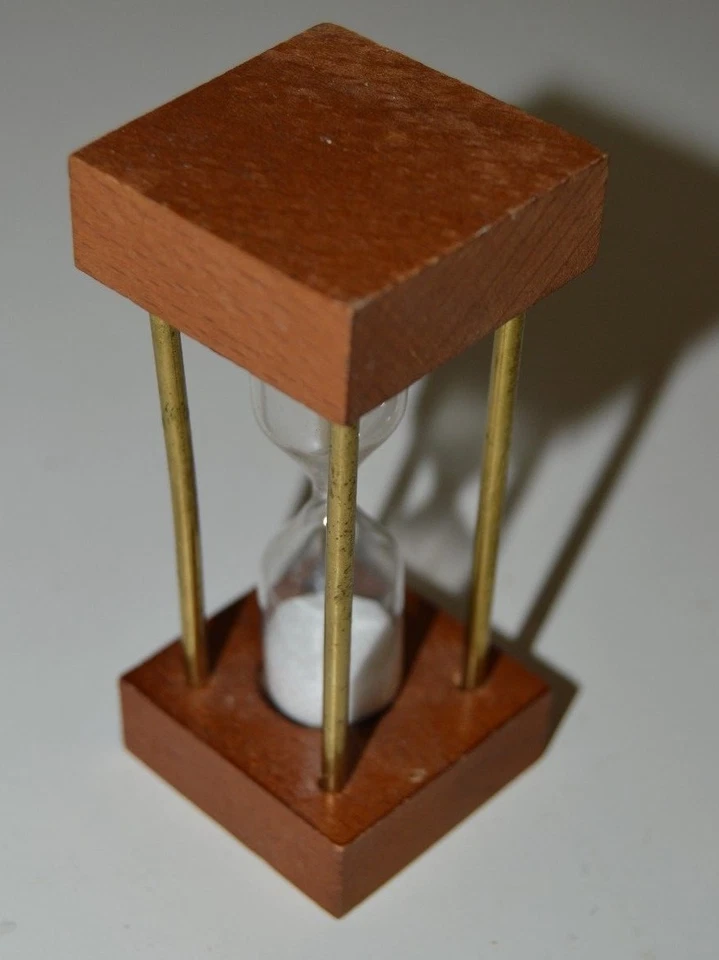 Bonito temporizador de juegos vintage de madera y vidrio reloj de hora de trabajo raro Foto 4 de 4