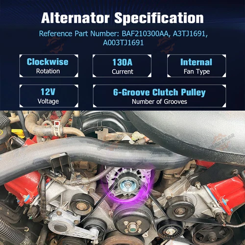 For Ford Falcon BF FG FGX 2005-2016 Territory SY 4.0L 6cyl 130 AMP Alternator BR - Picture 3 of 18