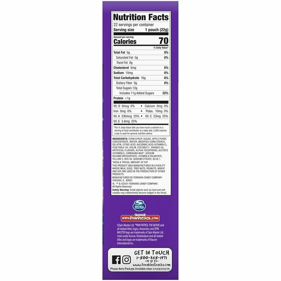 Snacks con sabor a fruta Kellogg's PAW PATROL 20 bolsas Foto 4 de 4