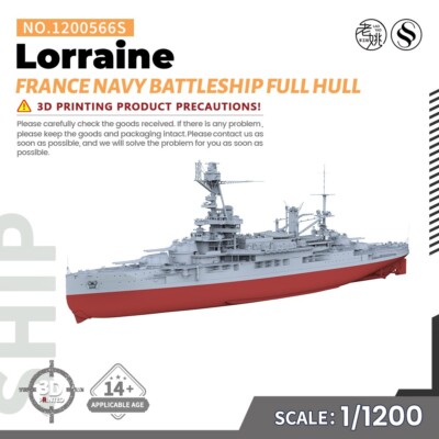 SSC1200566S 1/1200 Military Model Kit France Navy Lorraine Battleship Full Hull