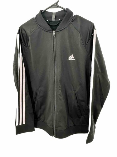 Adidas Women's Pink/Black 3 Stripe Tricot Track Jacket Size Large - 第 1/4 張圖片