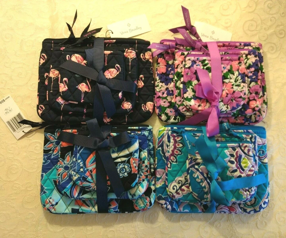 Nuevo con etiquetas Vera Bradley Cosmetic Trio 3 piezas Juego de regalo de viaje Maquillaje suave Estuche con cremallera Bolsa Foto 3 de 4