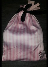 Victoria secret satin slippers brand new size medium 7/8 pink'/white striped