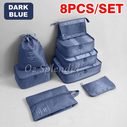 8PCS Packing Cubes Travel Pouches Luggage Organiser Suitcase Clothes Storage Bag - Picture 17 of 18