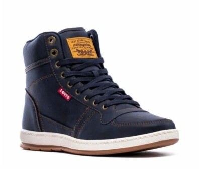 Mens Levi's Stanton Waxed Athletic Sports Sneakers Black/Tan Size