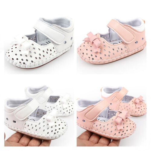 Baby Girl Bow Crib Shoes Infant Summer Sandals PreWalker Trainers Newborn to 18M - Picture 1 of 7