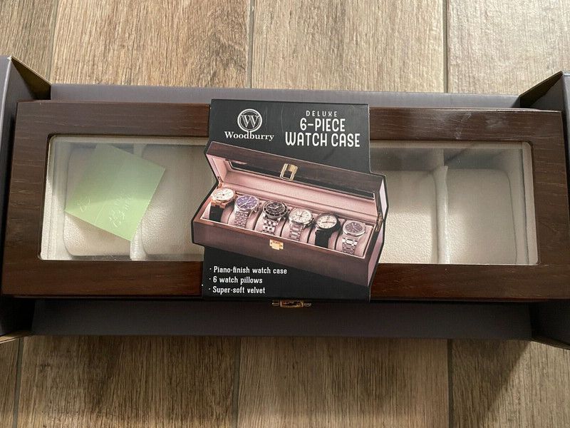 Woodbury Deluxe Watch Case Fits 6 Watches Built In Metal Frame New In Box