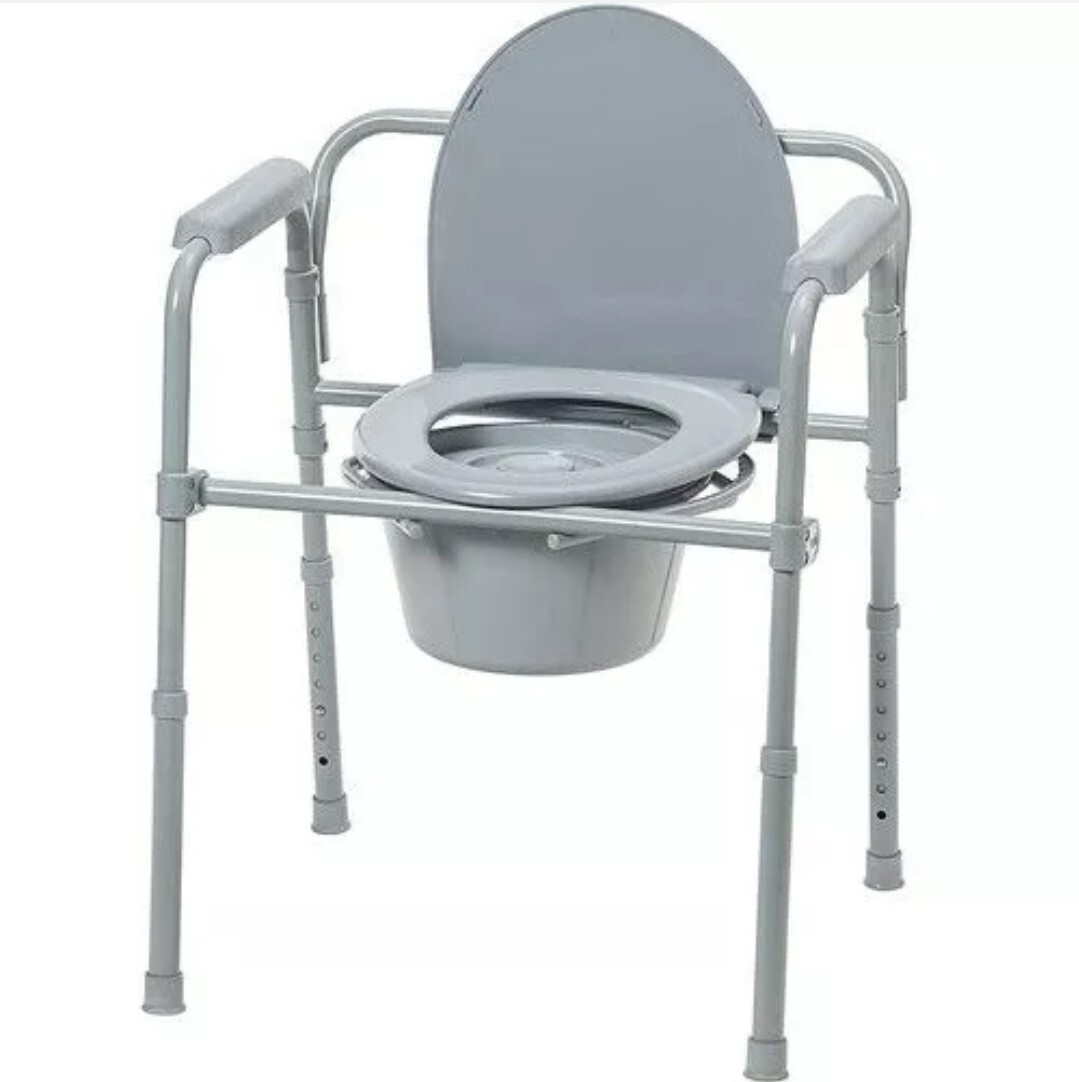 3in1 Adult Toilet Seat Potty Chair Folding Commode Bedside Portable Gray 350 Lbs eBay