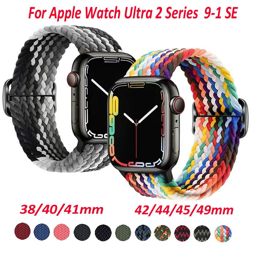 Solo Loop Braided Strap for Apple Watch Ultra 2 9 8 7 6 5 SE Adjustable Buckle-image