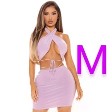 🆕Purple Lilac Sexy Two Piece Open Front Halter Top & Skirt Set    Size M