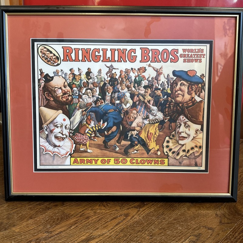Ringling Bros Army of 50 Clowns 1960 Circus World Museum Poster Framed Matted