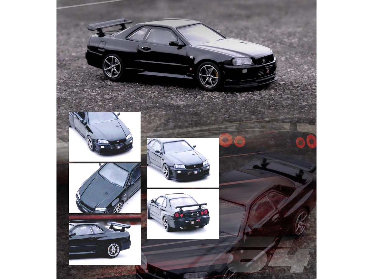 Nissan Skyline GT-R R34 V-SPEC II RHD Right Hand Drive Black 1/64