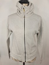 Lululemon Womens SZ 2 Zip Up Jacket Light Grey Thumbholes Flawed