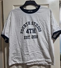 4th & Reckless Cream Oversized T-Shirt Size S Cotton Minimal Tee.