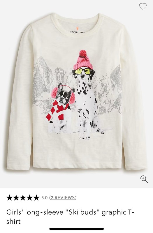 Crew Cuts Girls' long-sleeve "Ski buds" graphic T-shirts Sz 10-11