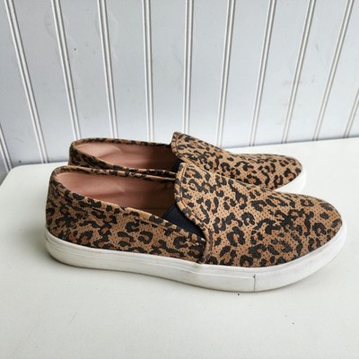 Funky Monkey Brown Leopard Sneakers Women's Slip On Casual Shoes Sz 9