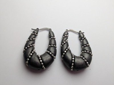 Jacmel Mauritius Sterling 925 Bead Wrapped Puffy Hoop Earrings