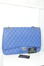Chanel Blue Lambskin Medium Classic Double Flap Chain Shoulder Bag 10218184