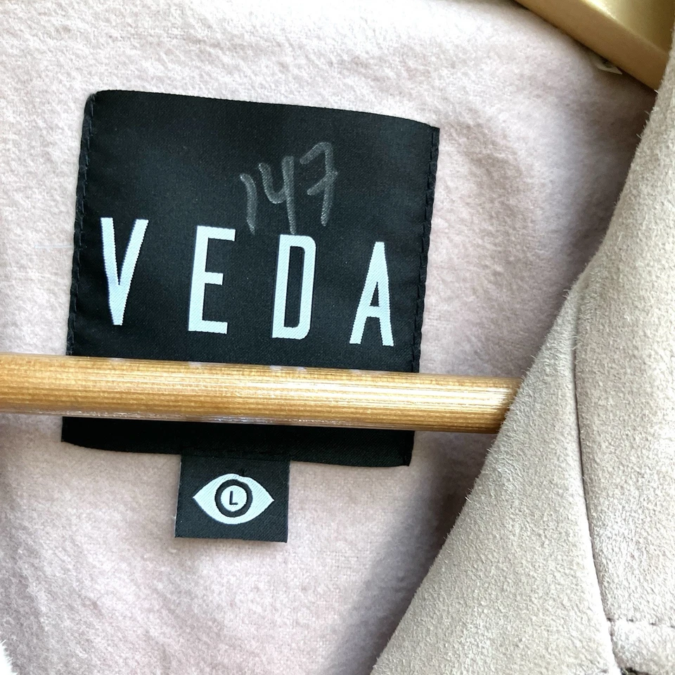 Chaqueta Moto Veda Beige Gamuza Talla Grande Foto 3 de 4