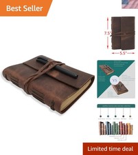 Leather Journal Writing Notebook - Genuine Leather Bound Daily Notepad