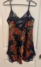 VTG Gold Label Victoria Secret Floral Satin Slip Dress Chemise Women  s Medium