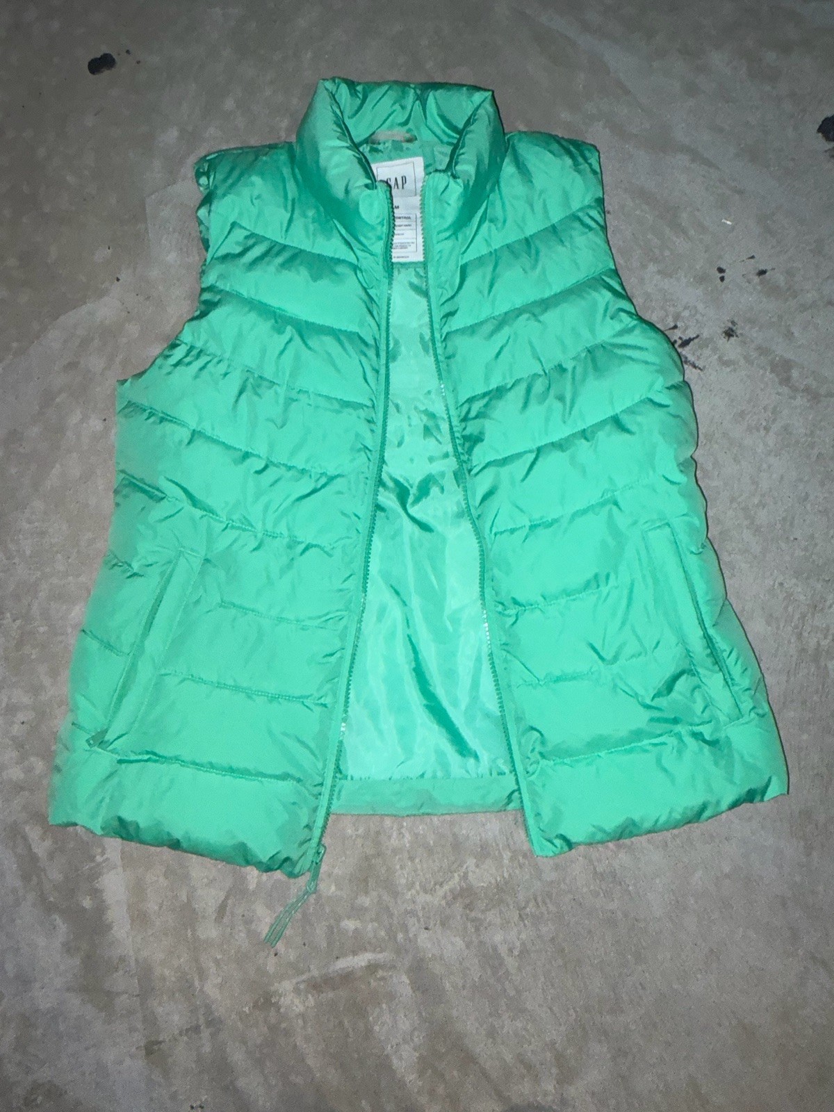 Gap ColdControl Women's Green Puffer Vest Zip Collared Insulated Size M