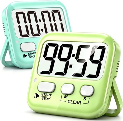 Digital Kitchen Timer 2 Pack Magnetic Countdown Timer Antonki (2*Macaron Color)