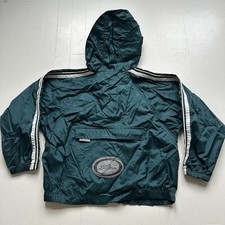 LL Bean Rain Jacket Youth Kids XS Green White Reflective Stripes Retro 90s