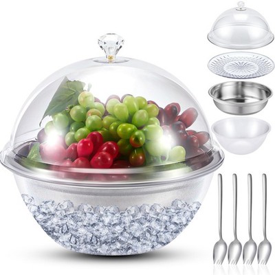 Iced Salad Bowl Large Chilled Serving Bowl 4 Tier Cold Serving Tray Dishes wi...