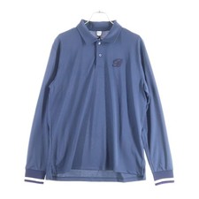 Berluti Logo Embroidered Long Sleeve Polo Shirt Navy R25JPL08 Used 794e9b7bbcbc0