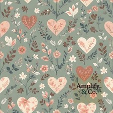 Botanical Hearts Seamless Valentine Floral Pattern Digital Design