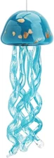 Art Glass Jellyfish Wind Chime,Glass Jellyfish Hanging Sun Catcher Wind Chime,W