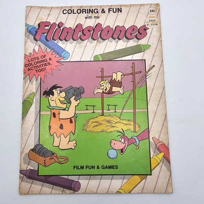 VTG Flintstones Coloring Activity Book Fred Barney Dino Fun 1984 MOSTLY UNUSED